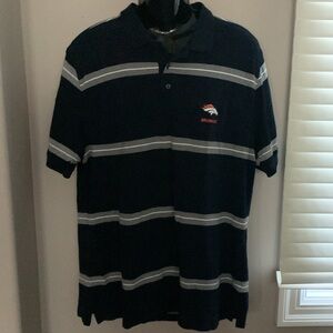 Denver Broncos Navy Polo Shirt XL P2P 24” embroidered Denver Bronco logo